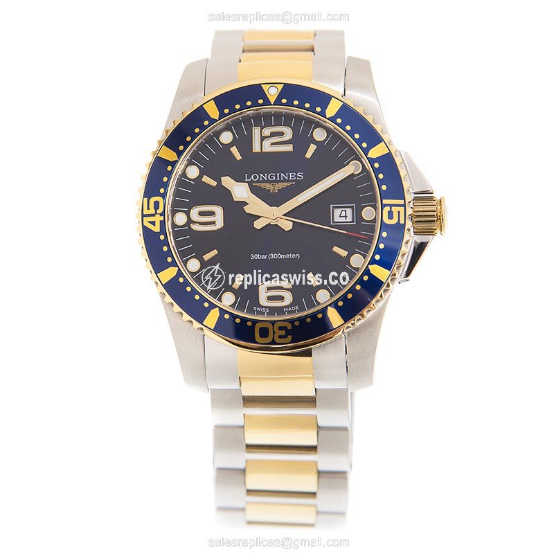 Longines CONQUEST Replica - Quartz - Gold-Plated Case - Blue Dial - Steel Strap - View 2