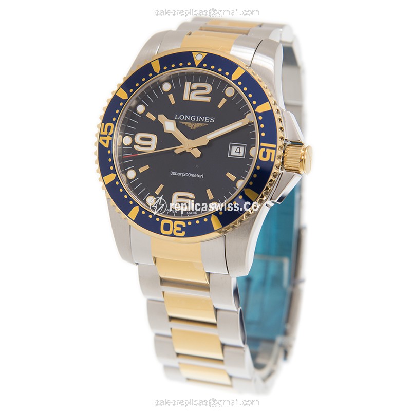 Longines CONQUEST Replica - Quartz - Gold-Plated Case - Blue Dial - Steel Strap - View 3