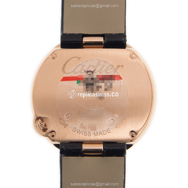 Cartier Ballon Blanc Quartz 18kt Rose Gold - Diamond Dial - Silver - Alligator Black Buckle - View 3