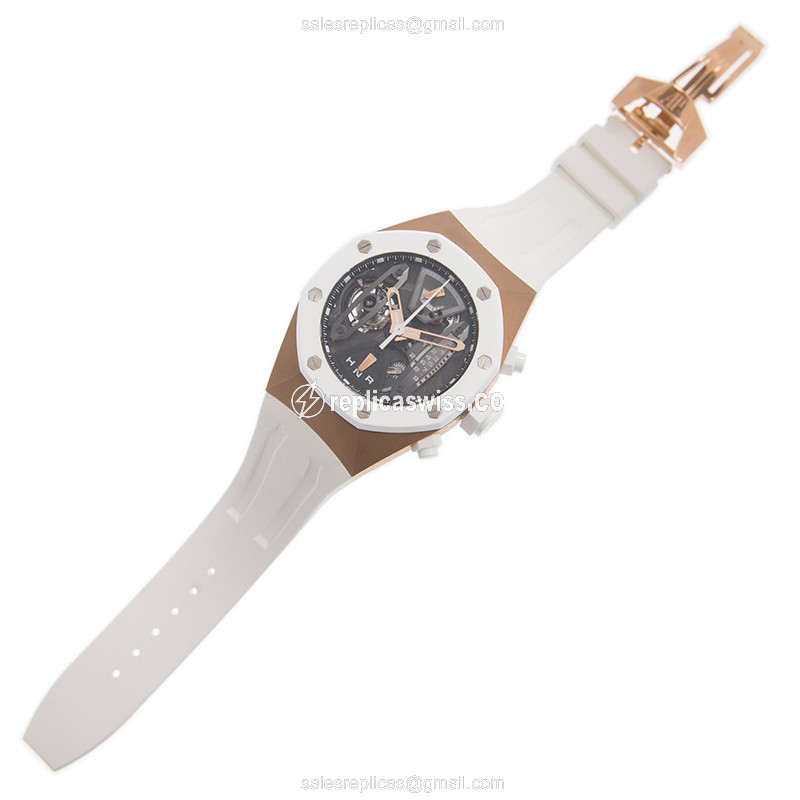 Audemars Piguet Royal Oak Offshore - Manual Wind - 18kt Rose Gold - Black Dial - White Rubber Strap - View 2