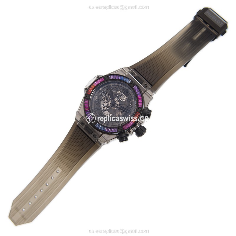Hublot Big Bang Replica - Automatic - Sapphire Crystal - Black Dial - Black Rubber - Buckle - View 2