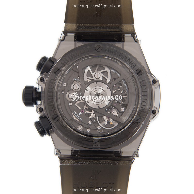 Hublot Big Bang Replica - Automatic - Sapphire Crystal - Black Dial - Black Rubber - Buckle - View 3