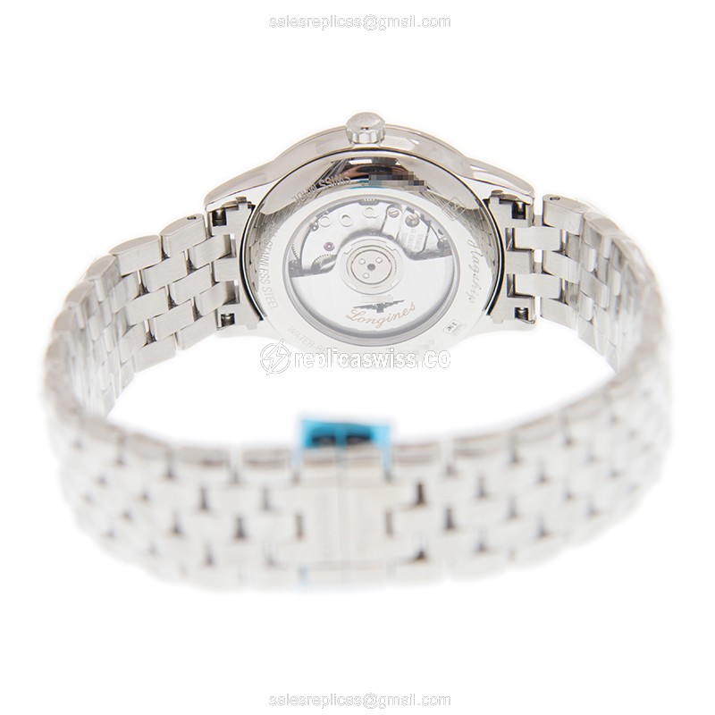Longines L4.374.4.12.6 Replica - Automatic - Steel Case - White Dial on Silver Strap - View 4