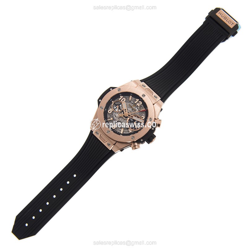 Hublot BIG BANG 441.OX.1180.RX - Auto 18kt Rose Gold - Silver Dial - Black Rubber Strap - View 2