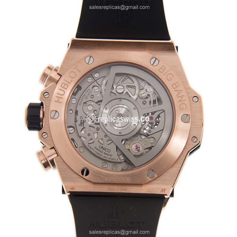 Hublot BIG BANG 441.OX.1180.RX - Auto 18kt Rose Gold - Silver Dial - Black Rubber Strap - View 3