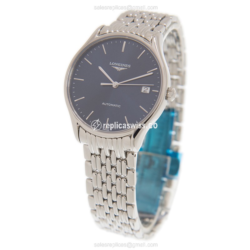 Longines Lyre Replica - Automatic - Steel Case, Blue Dial - Silver Steel Strap - View 3