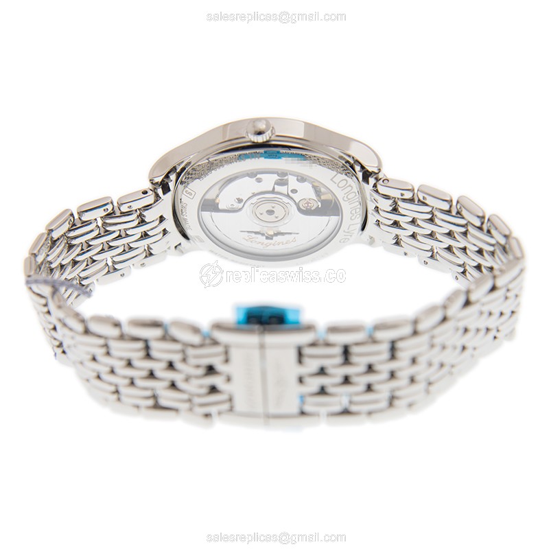 Longines Lyre Replica - Automatic - Steel Case, Blue Dial - Silver Steel Strap - View 4