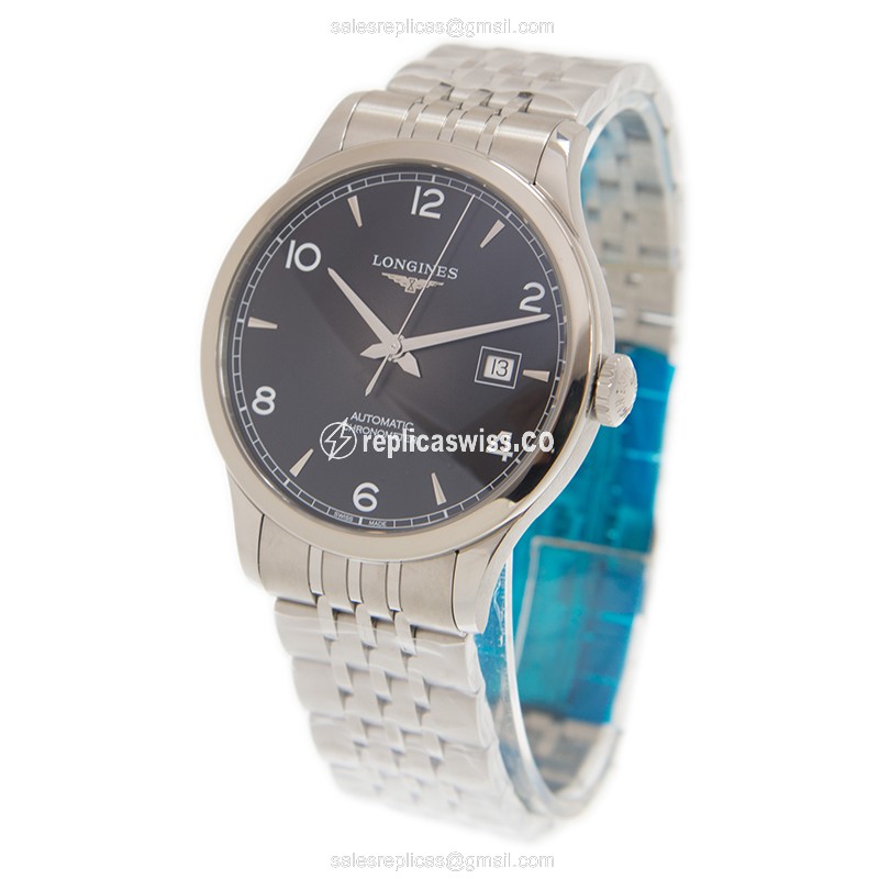 Longines RECORD Replica - Automatic | Stainless Steel | Black Dial | Silver Clasp - View 3