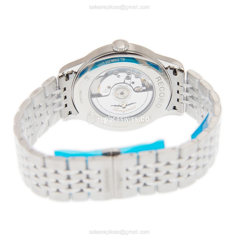 Longines RECORD Replica - Automatic | Stainless Steel | Black Dial | Silver Clasp - View 4