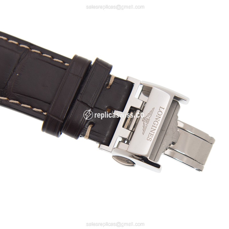 Rolex L2.908.4.78.3 Replica | Automatic | Silver Dial, Brown Alligator Strap - View 4