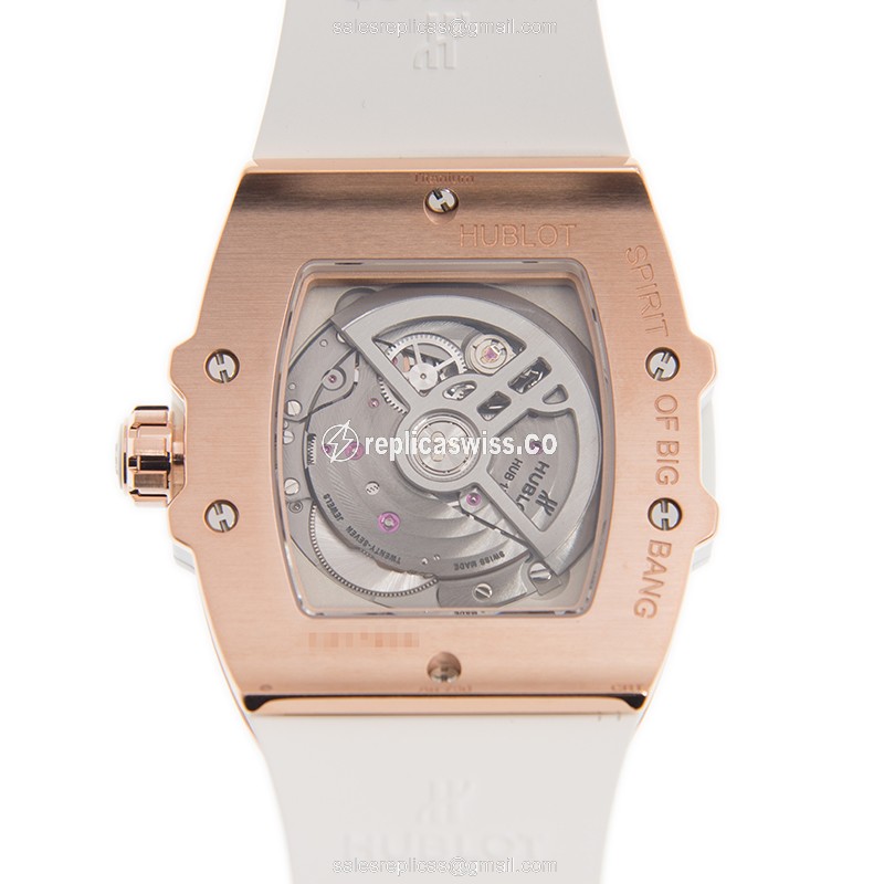 Hublot Spirit of Big Bang Replica - Automatic - 18kt Rose Gold - Diamonds - White Dial - Rubber Strap - View 3