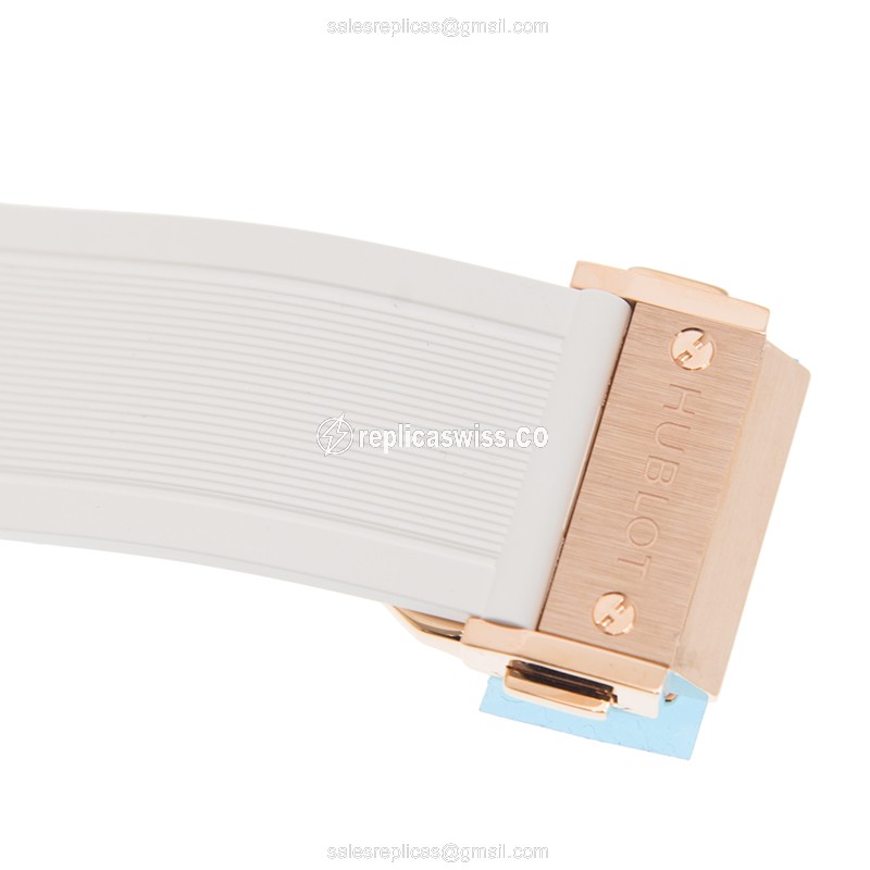 Hublot Spirit of Big Bang Replica - Automatic - 18kt Rose Gold - Diamonds - White Dial - Rubber Strap - View 4