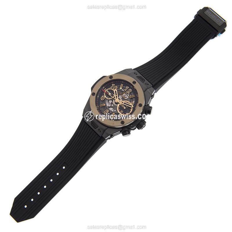 Hublot BIG BANG Replica - Automatic - PVD Titanium - Black Dial - Rubber Strap - View 2