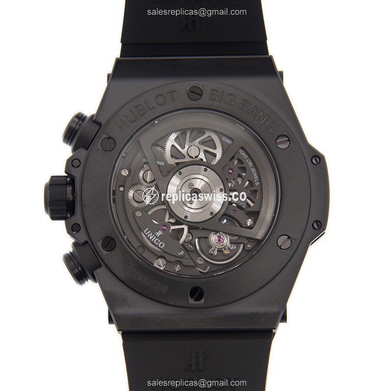 Hublot BIG BANG Replica - Automatic - PVD Titanium - Black Dial - Rubber Strap - View 3