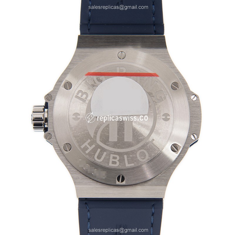 Hublot Big Bang Replica - Quartz - Stainless Steel & Diamond - Blue Dial - Alligator Strap - View 3
