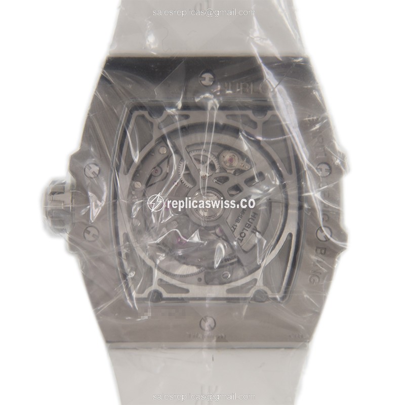 Hublot BIG BANG Replica - Automatic - Steel Case - Silver Dial - White Rubber Strap - View 3