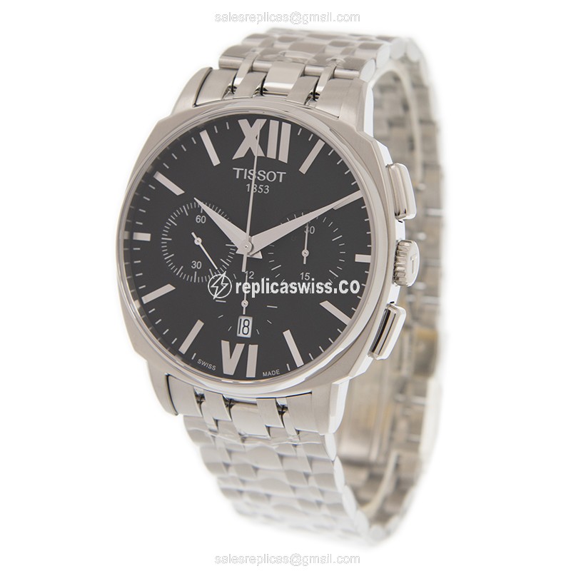 Tissot T-CLASSIC Replica - Automatic - Black Dial - Silver Steel Strap - View 3