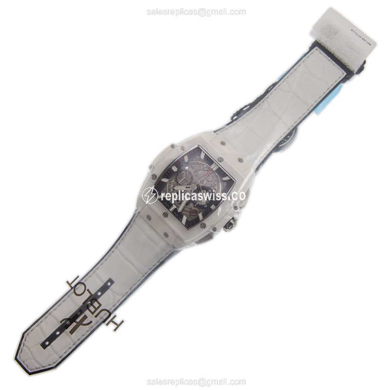 Hublot BIG BANG Replica - Automatic - Ceramic Case - Silver Dial - White Rubber Strap - View 2