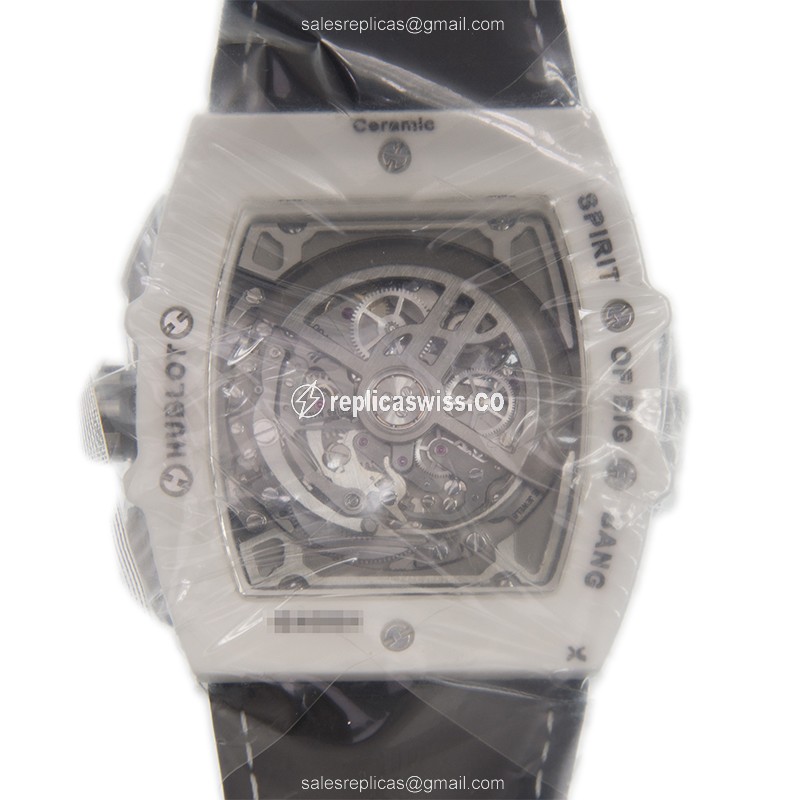Hublot BIG BANG Replica - Automatic - Ceramic Case - Silver Dial - White Rubber Strap - View 3
