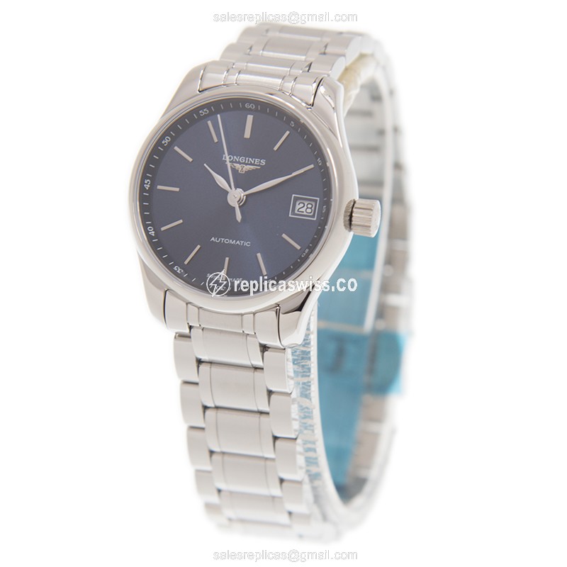 Longines Master Replica - Automatic - Steel Case, Blue Dial - Silver Steel Strap - View 3
