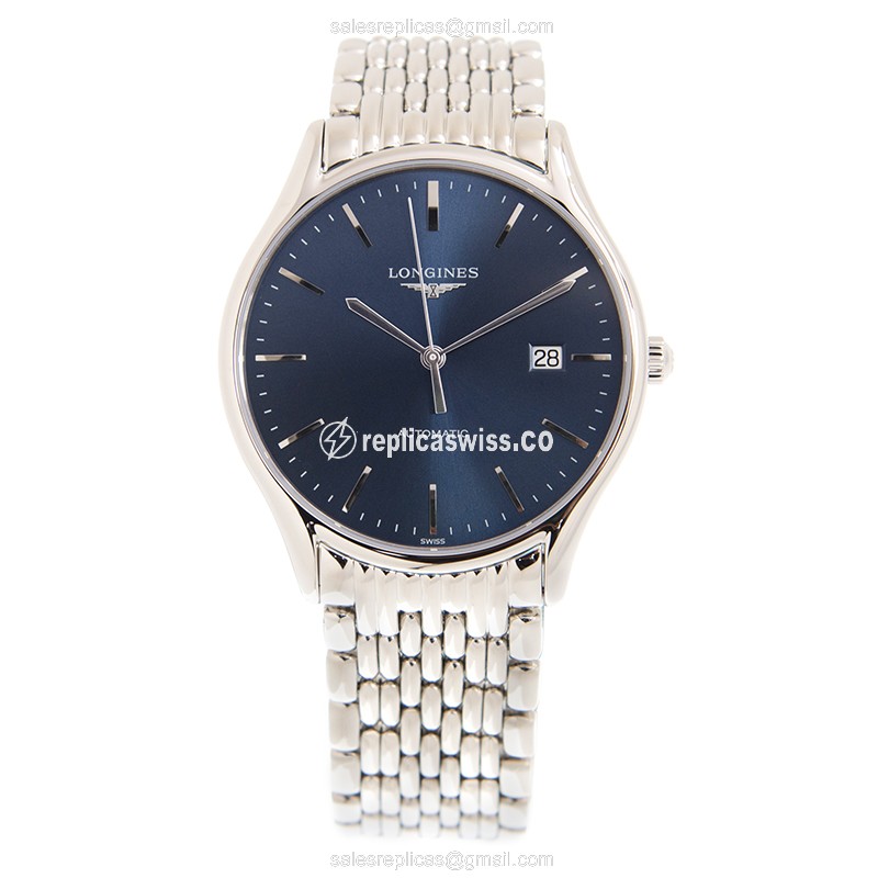 Longines Lyre Automatic - Steel Case - Blue Dial - Silver Strap - Clasp - View 2