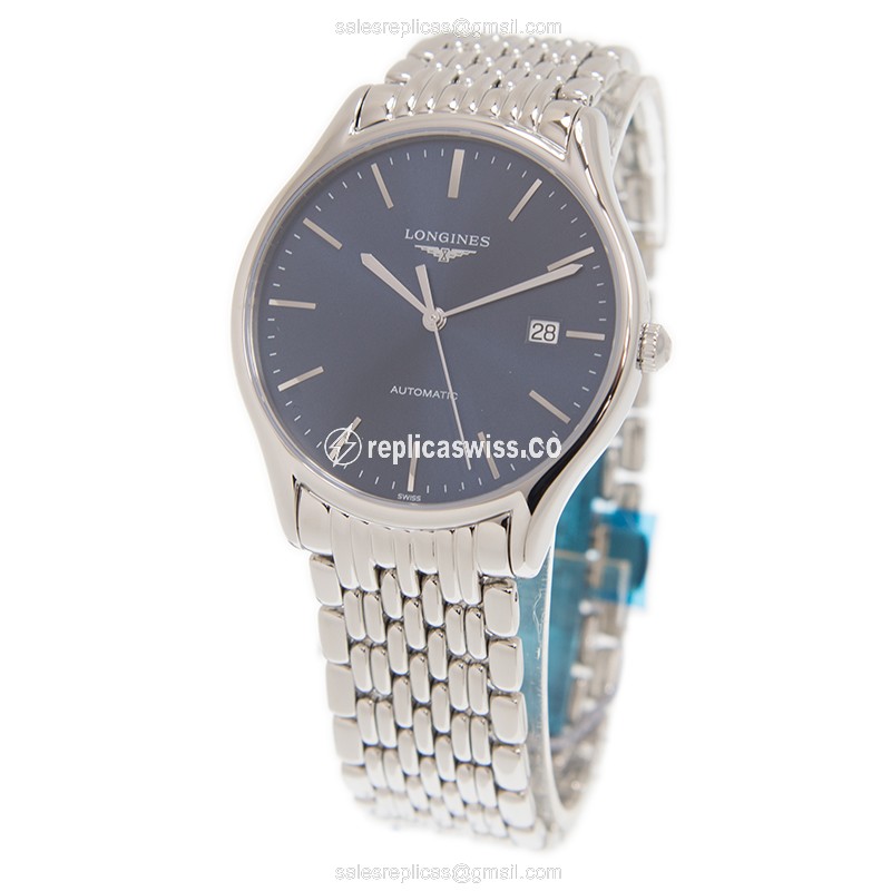 Longines Lyre Automatic - Steel Case - Blue Dial - Silver Strap - Clasp - View 3