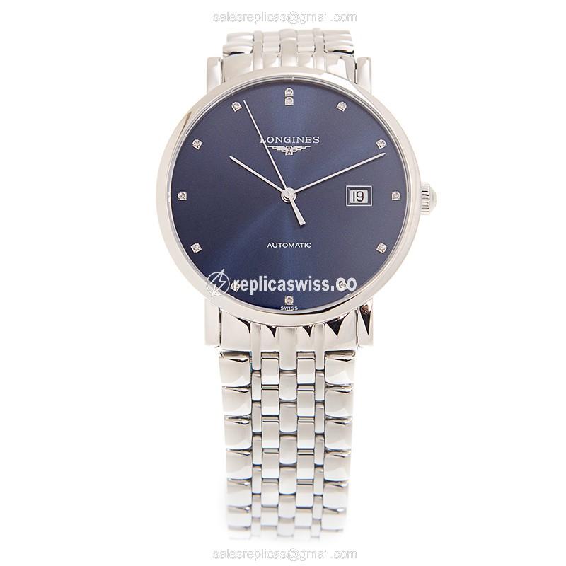 Longines L4.910.4.97.6 Replica - Automatic - Steel Case - Blue Dial, Silver Clasp - View 2