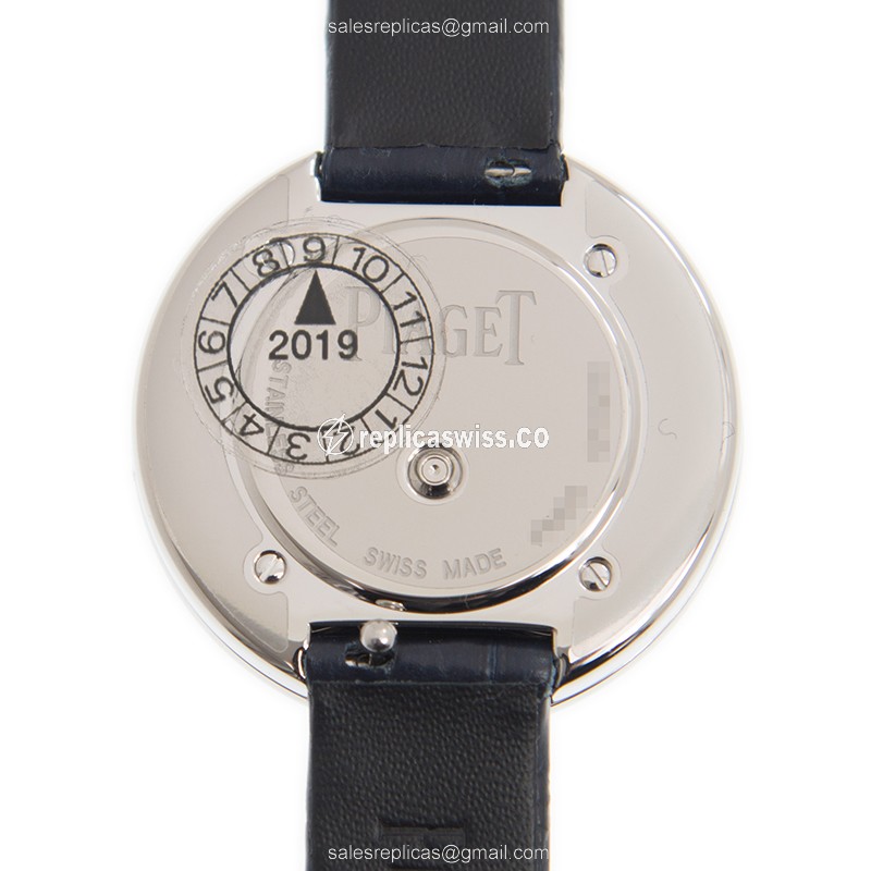 Piaget POSSESSION Quartz - Steel Case - Silver Dial - Blue Alligator Strap - Buckle Clasp - View 3
