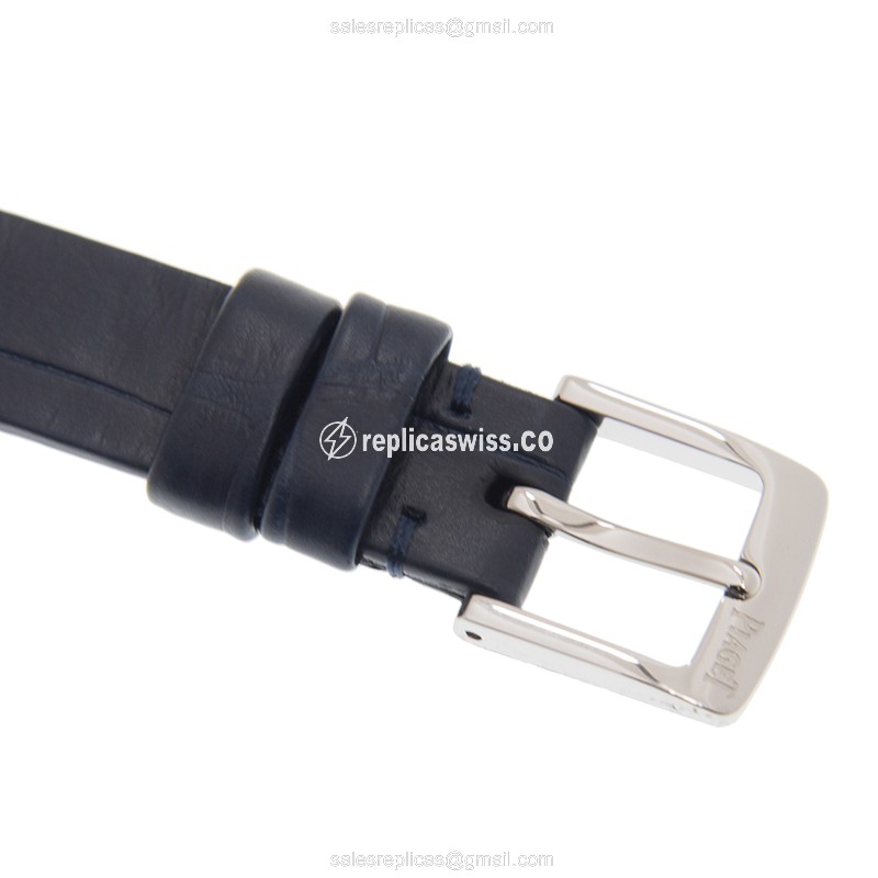 Piaget POSSESSION Quartz - Steel Case - Silver Dial - Blue Alligator Strap - Buckle Clasp - View 4