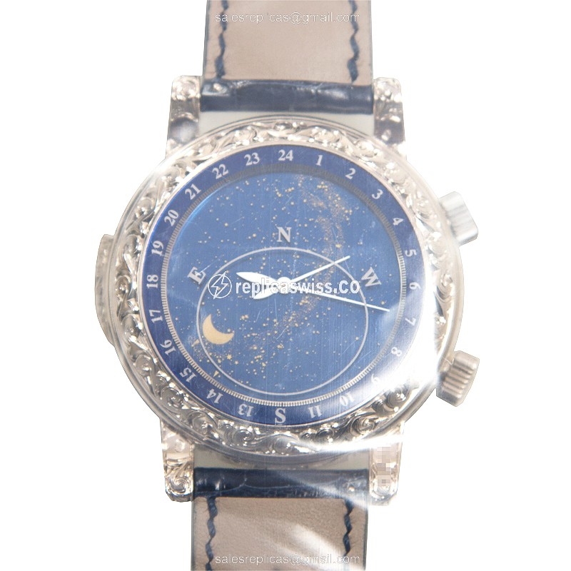 Patek Philippe 6002G-001 Grand Complications Manual Wind 18kt Gold Blue Dial Blue Alligator Clasp - View 3