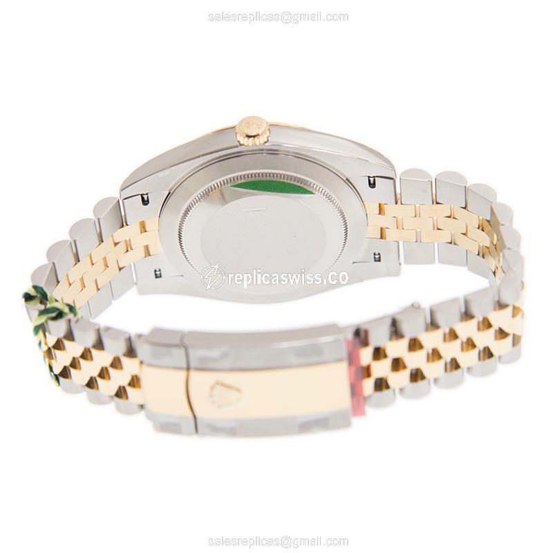 Rolex Datejust Replica - Automatic - 18kt Gold Case - Black Dial, Gold Clasp & Steel Strap - View 4
