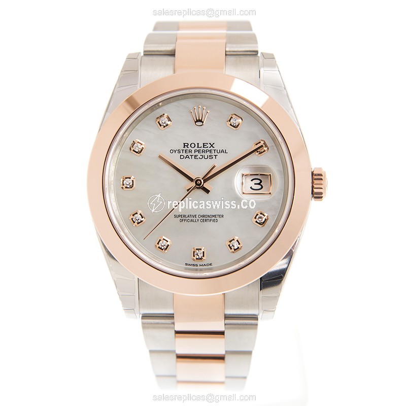Rolex Datejust Replica - Automatic - 18kt Rose Gold Case - White Dial - View 2