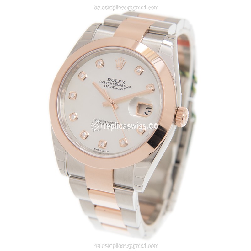 Rolex Datejust Replica - Automatic - 18kt Rose Gold Case - White Dial - View 3