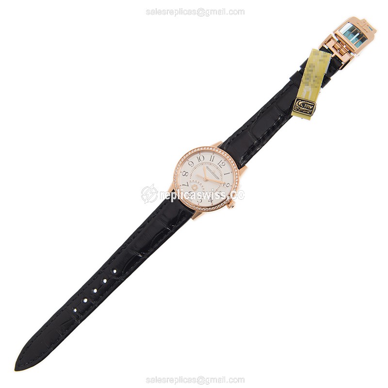 Jaeger-Lecoultre Rendez-Vous Replica - Automatic - 18kt Rose Gold - Diamond Dial - Black Alligator Strap - View 2