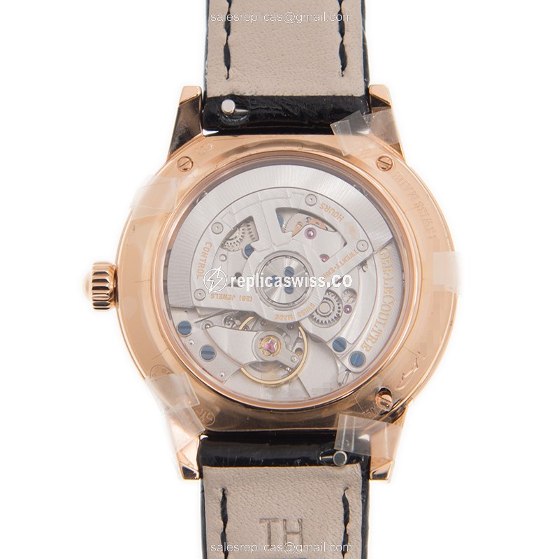 Jaeger-Lecoultre Rendez-Vous Replica - Automatic - 18kt Rose Gold - Diamond Dial - Black Alligator Strap - View 3