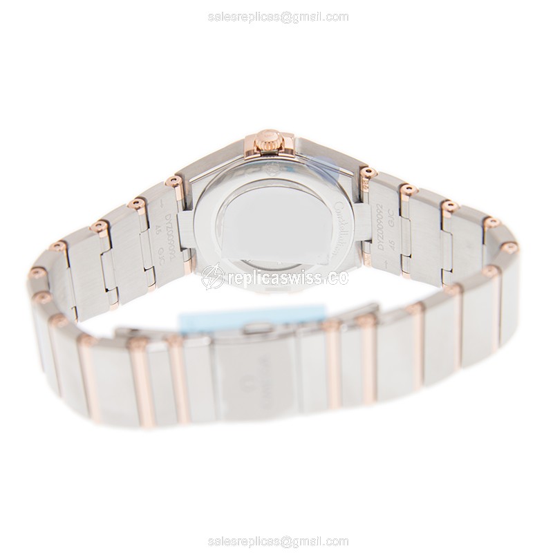 Omega Constellation Replica - Quartz - 18kt Rose Gold Case & Steel - White Dial - Gold Strap - View 4