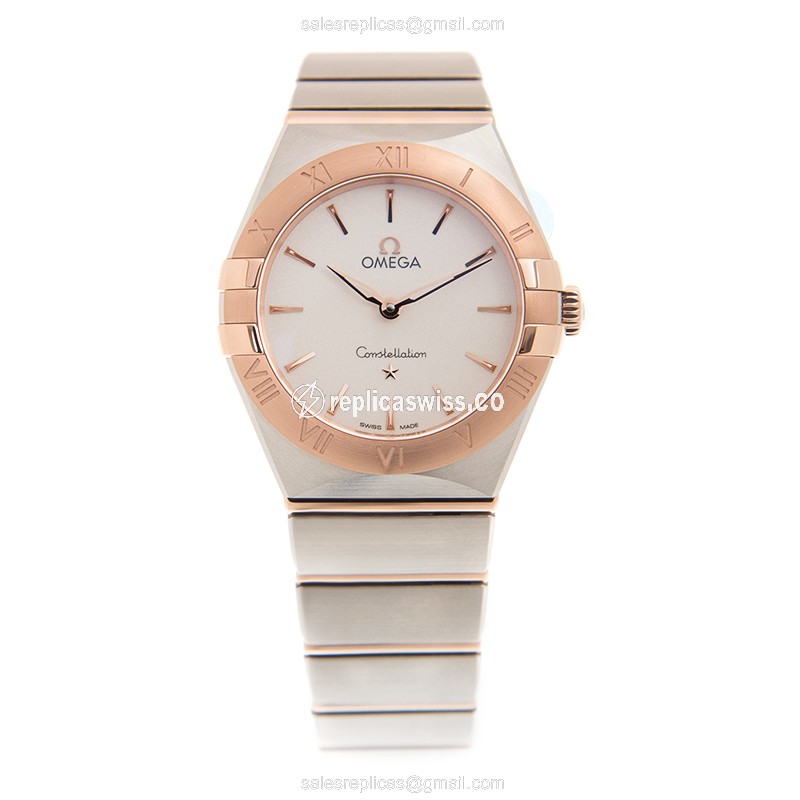 Omega Constellation Replica - Quartz - Rose Gold - White Dial - View 2