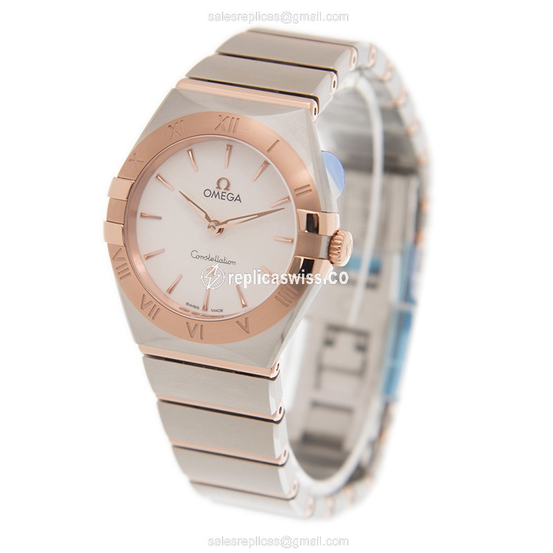 Omega Constellation Replica - Quartz - Rose Gold - White Dial - View 3