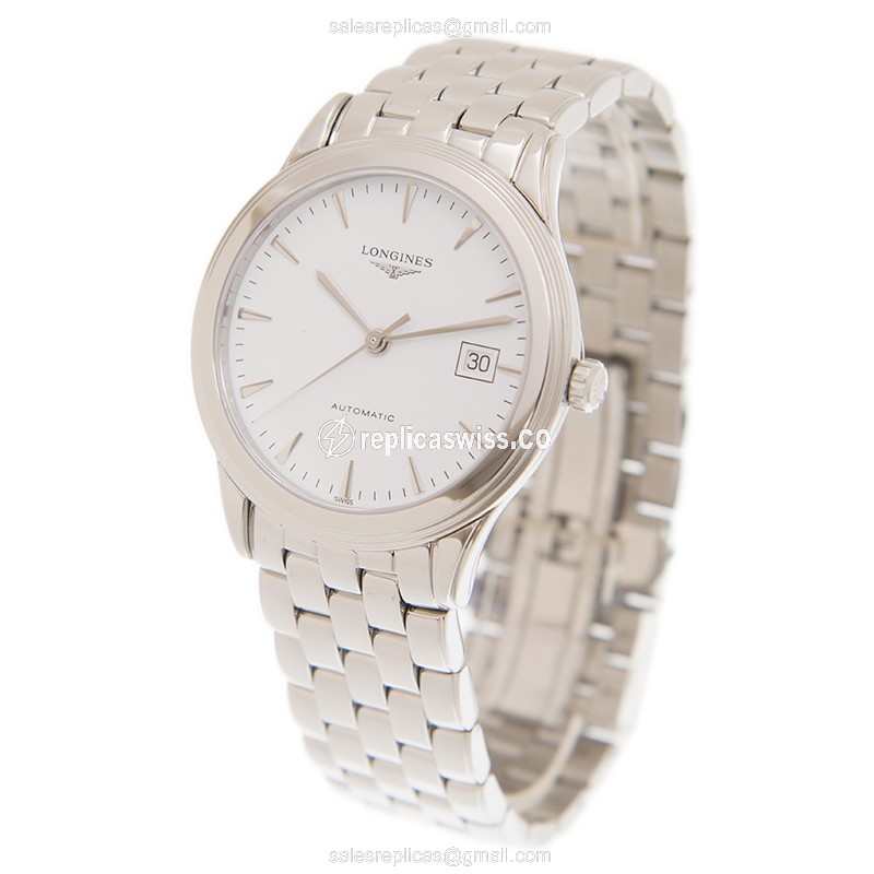 Longines Flagship Replica - Automatic - Stainless Steel - White Dial - Silver Clasp - View 3