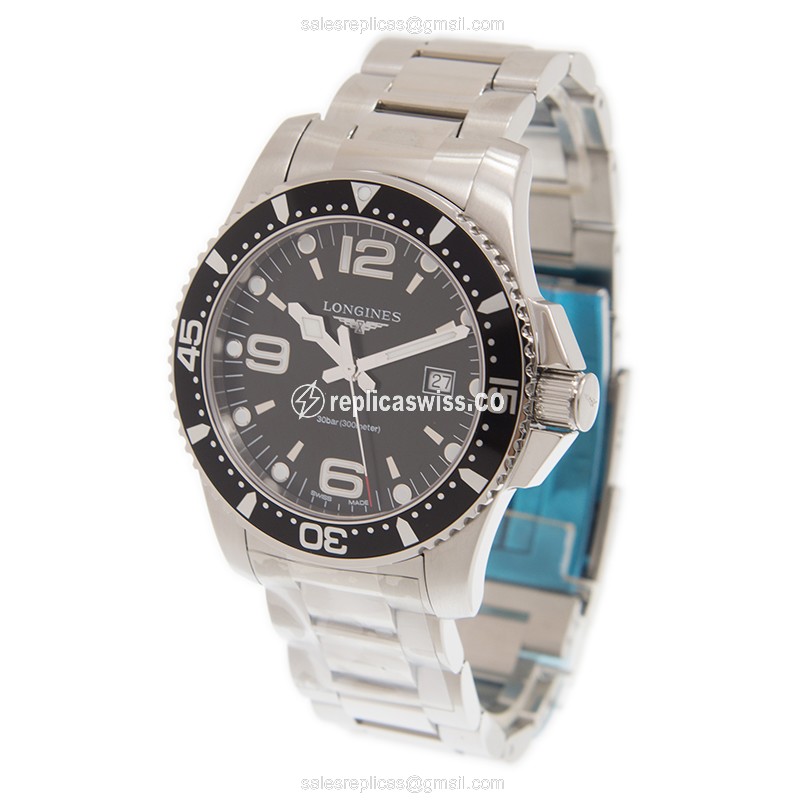 Longines CONQUEST Quartz - Stainless Steel Case, Black Dial, Silver Clasp - View 3