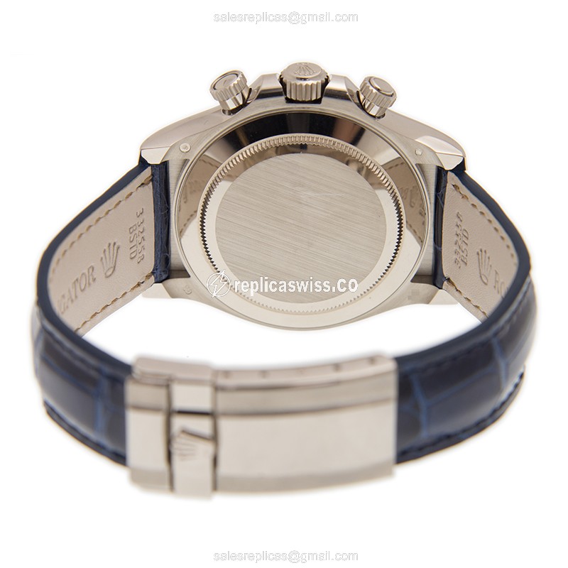 Rolex Daytona Replica - Automatic | 18kt White Gold | Sapphire Crystal | Blue Alligator Strap - View 4