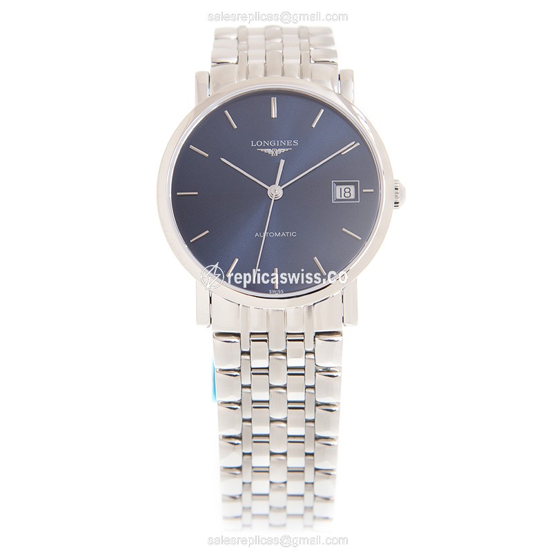 Longines ELEGANT Automatic - Steel Case - Blue Dial - Silver Steel Strap - View 2