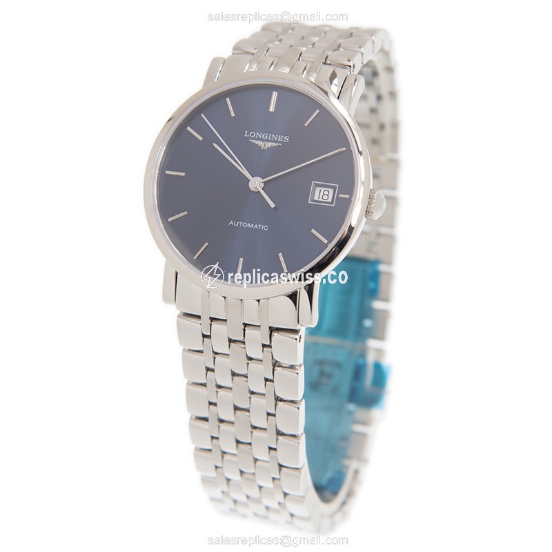 Longines ELEGANT Automatic - Steel Case - Blue Dial - Silver Steel Strap - View 3