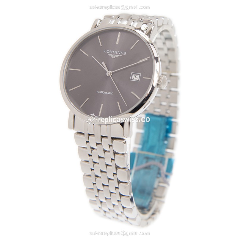 Longines L4.910.4.72.6 Replica - Automatic - Steel Case - Gray Dial on Silver Steel Strap - View 3