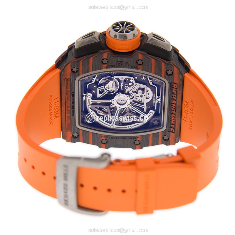 Richard Mille RM11-03 Ceramic - Automatic - Silver Dial - Orange Rubber - Buckle Clasp - View 4