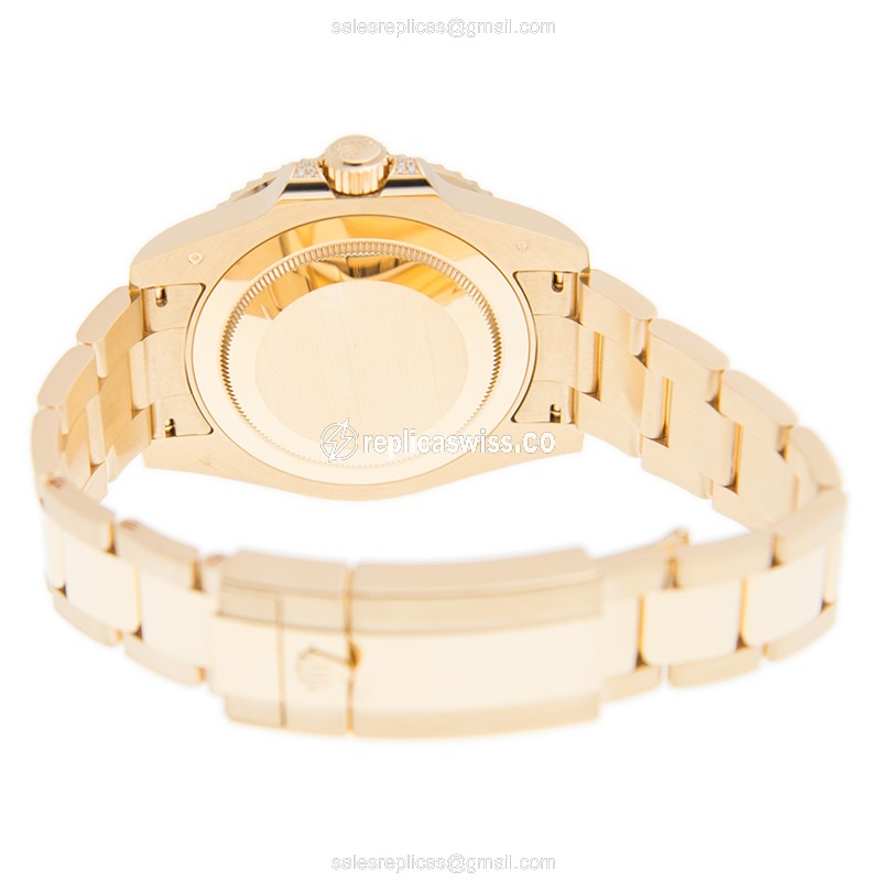 Rolex GMT-MASTER II Replica - Automatic | 18kt Gold Case | Diamond Pave | Silver Dial - View 4