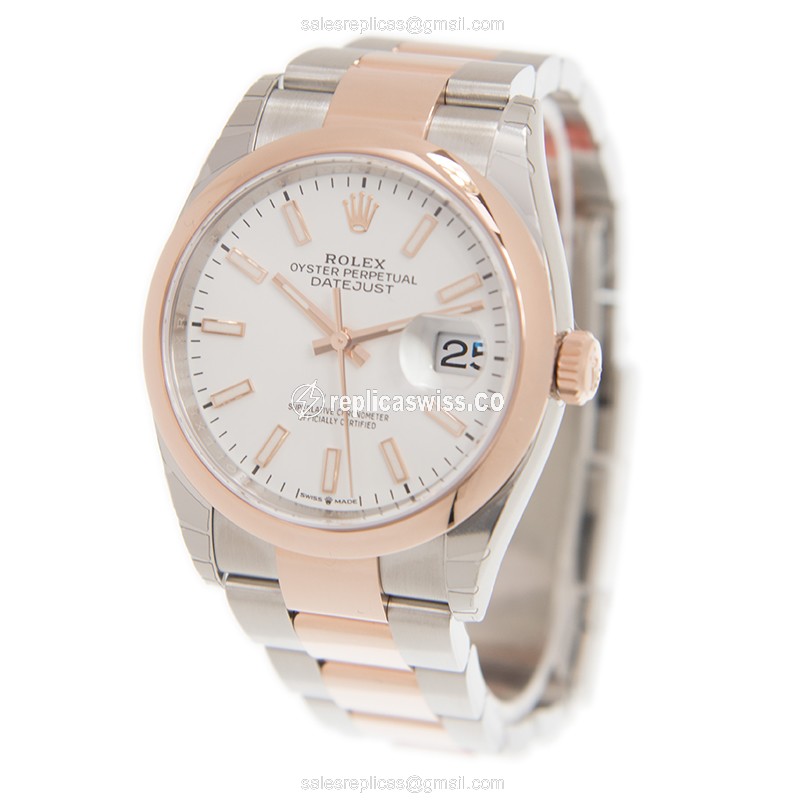 Rolex DATEJUST Replica - Automatic - White Dial - 18kt Rose Gold & Steel Clasp - View 4