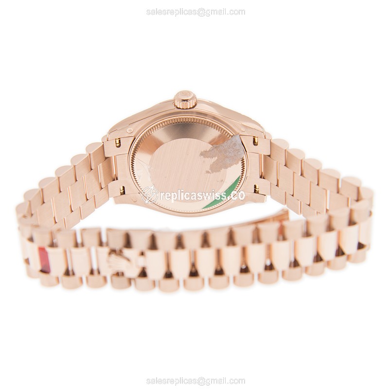 Rolex Datejust Replica - Automatic - 18kt Rose Gold - White Dial, Gold Clasp - View 4
