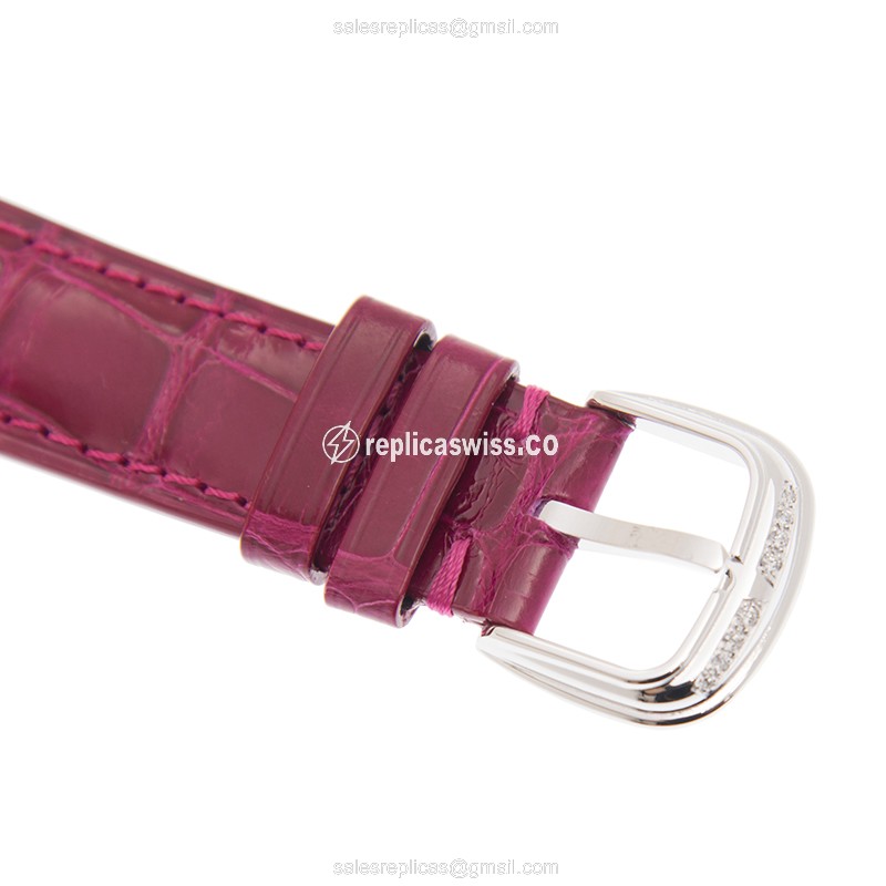 Franck Muller 5850 SC D CD Replica - Automatic - 18kt White Gold - Diamond - Silver Dial - Pink Leather Strap - View 3