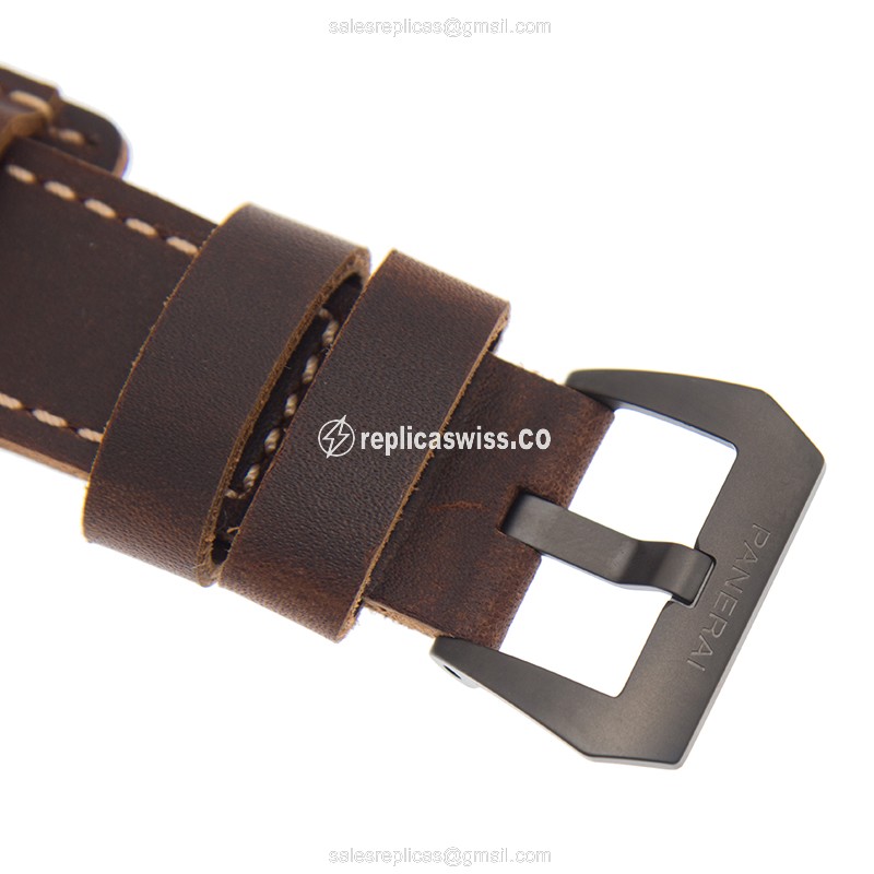 Panerai PAM00779 LUMINOR - Manual - Titanium - Black Dial - Brown Leather Strap - View 4